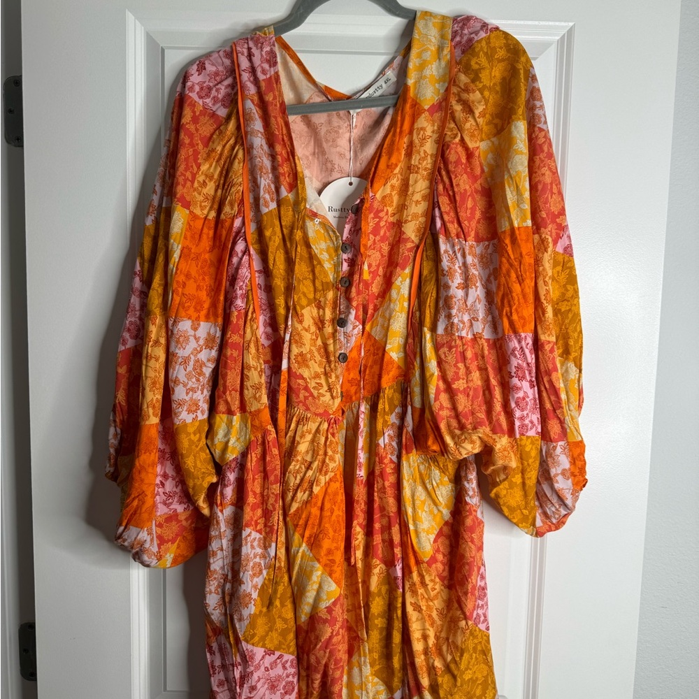 Anthropologie Multicolor Patchwork Long Sleeve Dress